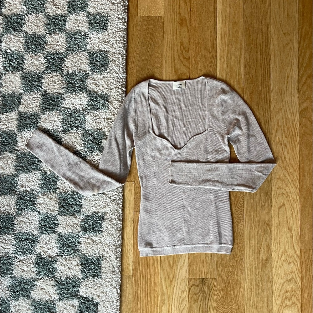 Aritzia Wilfred Tuscany Sweater - Heather/Oatmeal